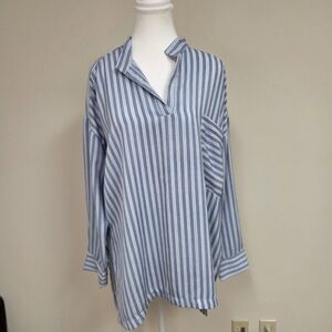 Lucy Love Blue and White Striped‎ Button Down Shirt